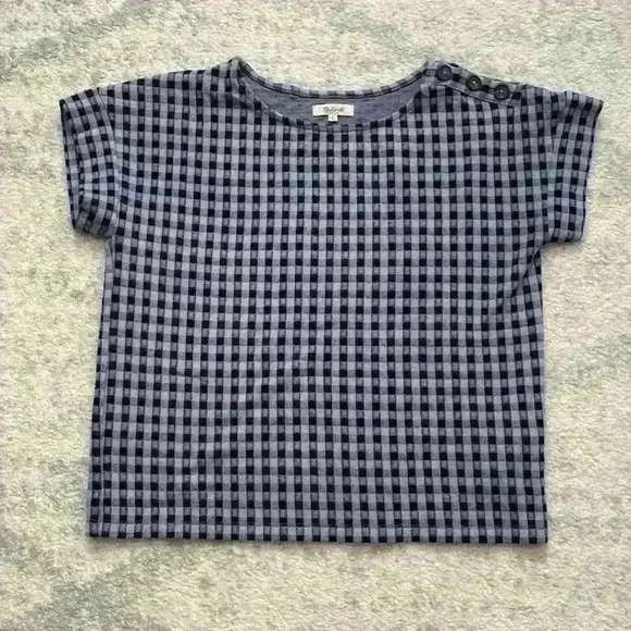 Madewell Gingham Knit Seersucker Button-Shoulder Top - Picture 3 of 6